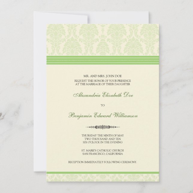 Jovely Mariage damassé Invitation (chaux/crème) (Devant)
