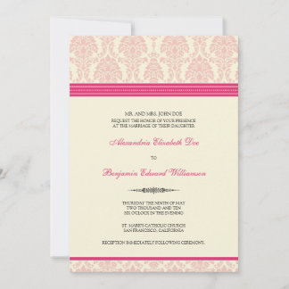 Jovely Mariage damassé Invitation (fuchsia/crème)