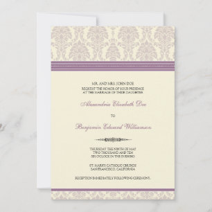 Jovely Mariage damassé Invitation (lilas/crème)