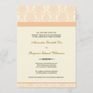 Jovely Mariage damassé Invitation (pêche/crème)