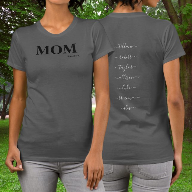 Jovely Mom with Kids Names Year T-shirt (Créateur téléchargé)