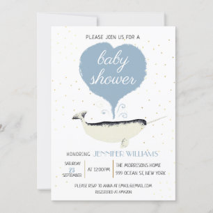 Jovely Narwhal Baby shower Invitation