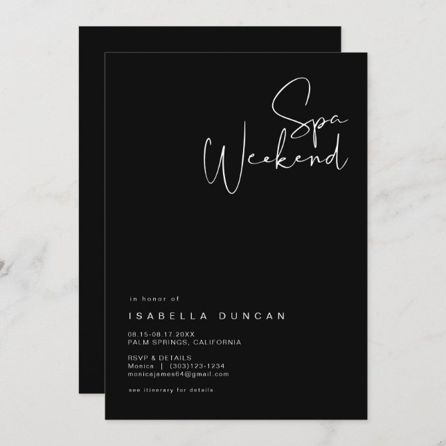 JOVI Edgy Black Bachelorette Spa Day Invitation (Devant / Derrière)
