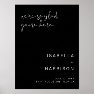 JOVI Edgy Black Modern Mariage Welcome Poster