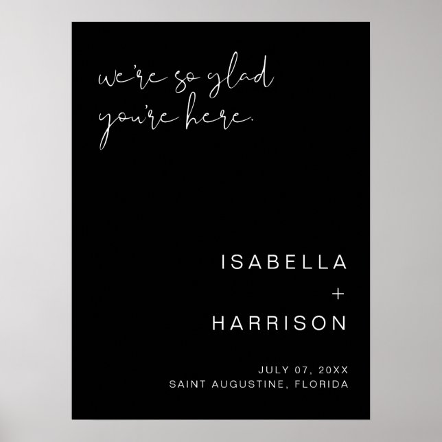 JOVI Edgy Black Modern Mariage Welcome Poster (Devant)