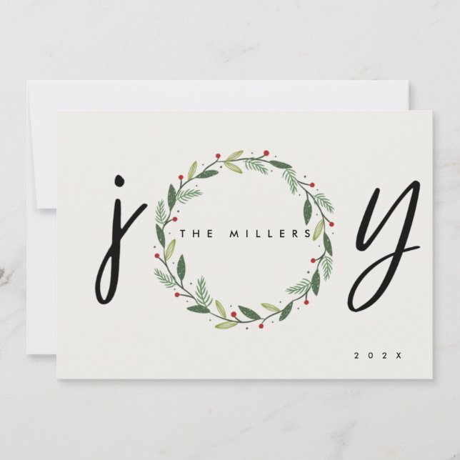 JOY | 3 Photo Carte de voeux de Noël de la famille (Devant)