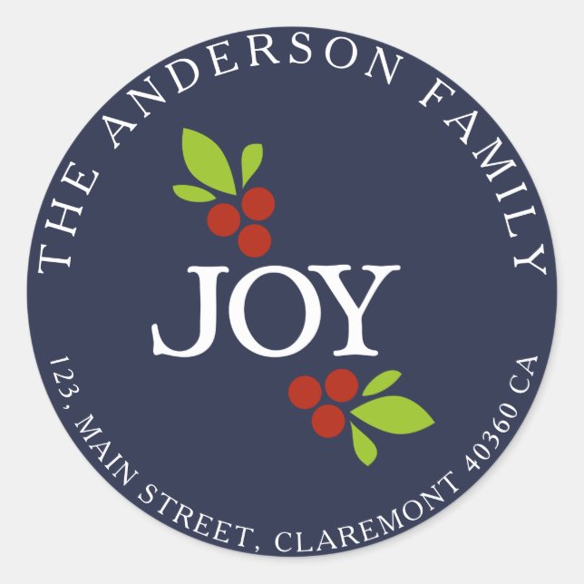 Joy adresse étiquette bleu (Devant)