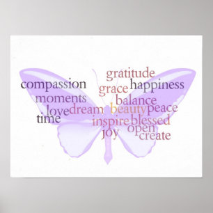 Joy and Gratitude Butterfly Poster