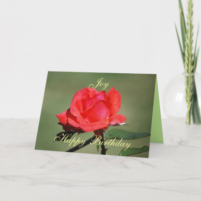 Joy Bonne Carte Rose Anniversaire (Devant)
