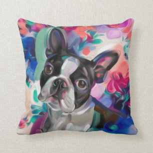 "Joy" Boston Terrier Dog coussin d'art