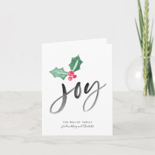 Joy Brush Script Holiday Carte de Noël pliée