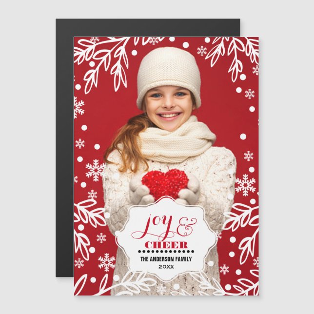 Joy & Cheer. Cartes photos magnétiques (Devant / Derrière)
