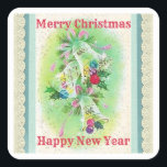 Joy Christmas Bells Sticker Carré Vintage dentelle<br><div class="desc">Beautifiez instantanément vos enveloppes et vos paquets de cartes avec nos stickers Joyeux Noël cloches Vintage dentelle! Disponible en finition brillante ou mate. Économisez sur le prix de vente d'aujourd'hui grâce à la livraison gratuite de Zazzle Black. Diverses méthodes de paiement sont acceptées, et l'expédition internationale est disponible pour la...</div>
