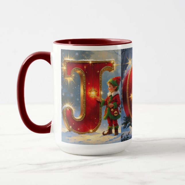 JOY Christmas Mug – 15 oz Festive Mug (Gauche)