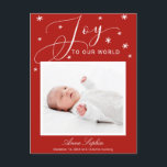 Joy Cute Script Photo Faire-part de naissance de N<br><div class="desc">Jolie flocon de neige calligraphie photo carte de Noël faire-part de naissance. Facile à personnaliser avec vos détails. Contactez-moi par conversation si vous avez des questions sur l'oeuvre ou avez besoin d'une personnalisation. VEUILLEZ NOTER : Pour obtenir de l'aide sur les commandes, l'expédition, l'information sur les produits, etc., contactez le...</div>