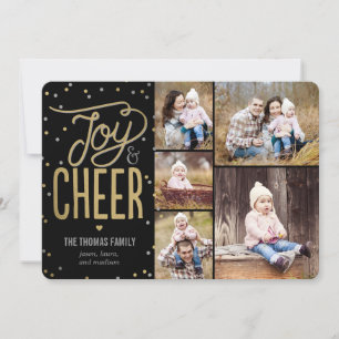Joy et Cheer Holiday Carte photo - Noir