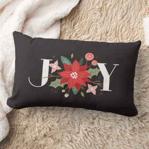 Joy Flourish Holiday Lumbar Coussin - Noir