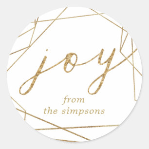 Joy Gold Géométrique Holiday Classic Round Sticker
