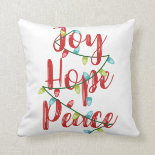 Joy Hope Peace Christmas Lights Jeter Oreiller