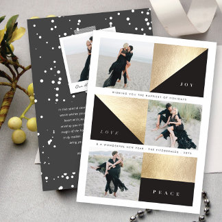 Joy Love Peace Chic Gold Blocks Carte photo de vac