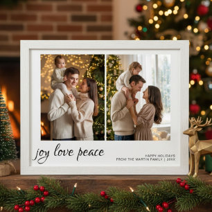 Joy Love Peace Minimalist Carte de Noël familiale