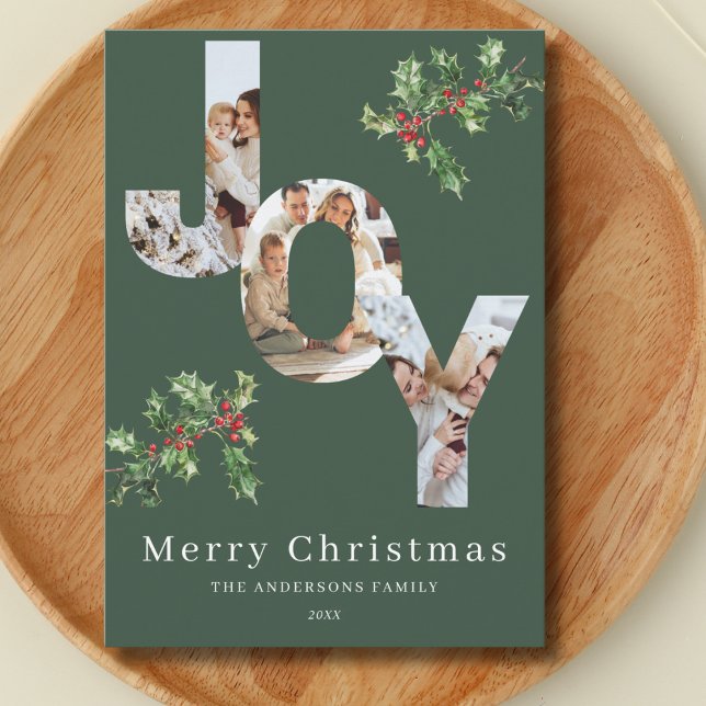 JOY modèle photo carte verte de Noël (Créateur téléchargé)
