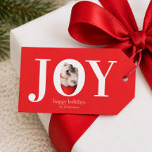 JOY Moderne Étiquette Cadeau de Noël Personnalisée