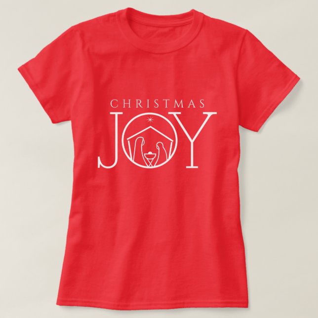 JOY Nativité Christian Religieux Noël T-shirt (Design devant)