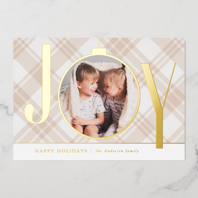 Joy Ornament Foil Carte de vacances (Recto)
