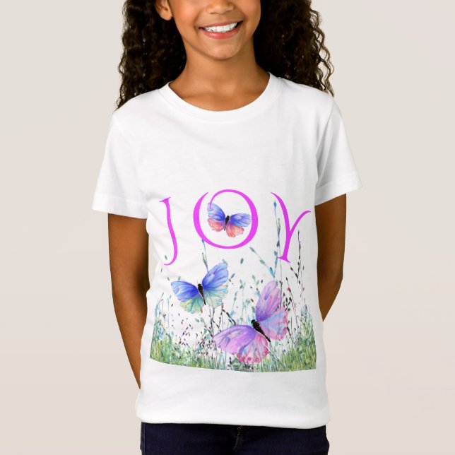 Joy - Papillons colorés T-shirt volant - Printemps (Devant)