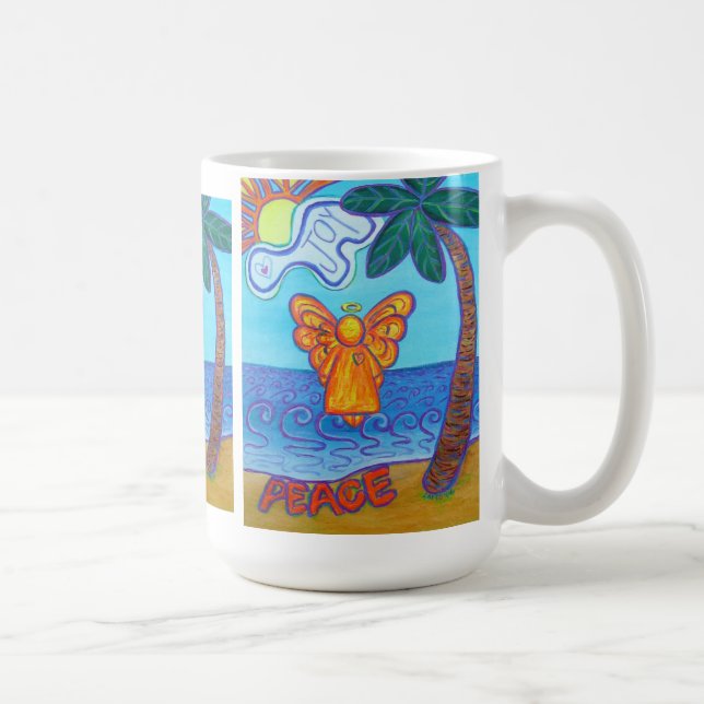 Joy & Peace Beach Angel Art Mug (Droite)