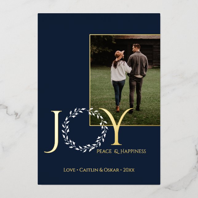 Joy Peace Happiness Vacances Wreath avec photos (Recto)