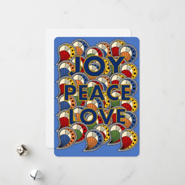 "Joy Peace Love 1" Cire africaine Imprimer Carte d (Devant/Arrière en situation)