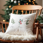 Joy Peace Love Botanical Winter Christmas Coussin<br><div class="desc">Fleur de Noël avec des citations inspirantes,  lui donnant la chaleur et l'apparence mignonne pour les vacances de fin d'année</div>