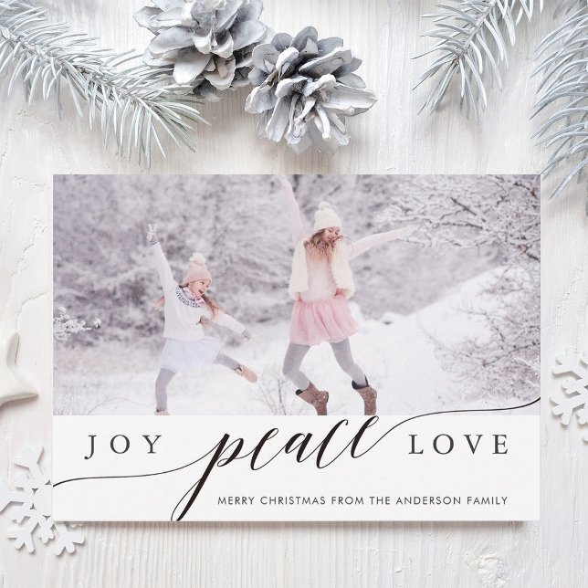 Joy Peace Love Christmas Holiday Carte photo (Créateur téléchargé)