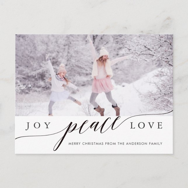 Joy Peace Love Christmas Holiday Photo Carte posta (Devant)