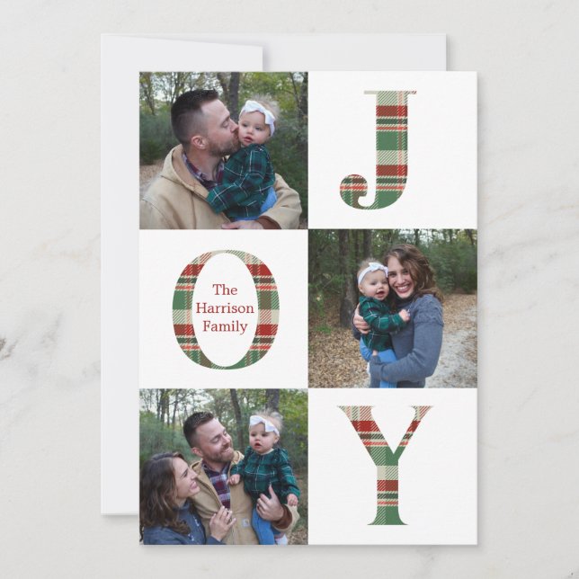 Joy Plaid Trois photos Carte de vacances (Devant)