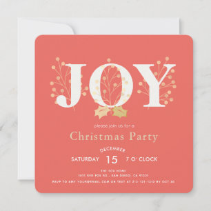 JOY Red Christmas Fête Invitation