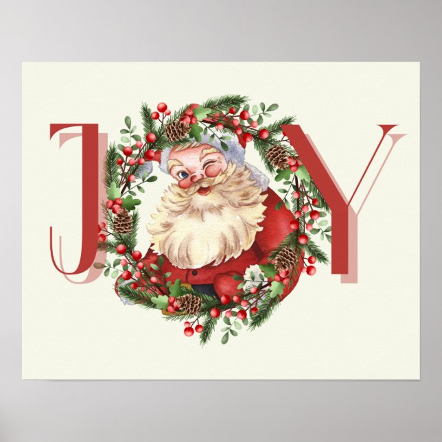 JOY Santa Christmas Wall Art Decor Poster (Devant)