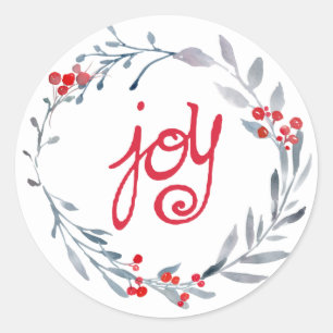 Joy script bleu wreath Sticker
