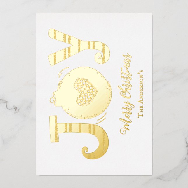 Joy Silver Gold Rose Gold Foil Carte de Noël (Recto)