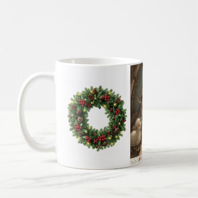 Joy to the World Barnyard Animals Wreath Mug (Gauche)