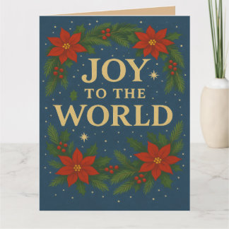 Joy to the World bleu thème carte de Noël