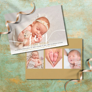 Joy to the World Holiday Nouveau bébé 4 Carte phot
