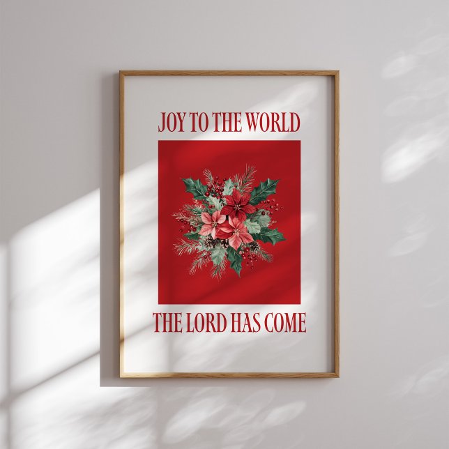 Joy to the World Poinsettia affiche de Noël (Créateur téléchargé)
