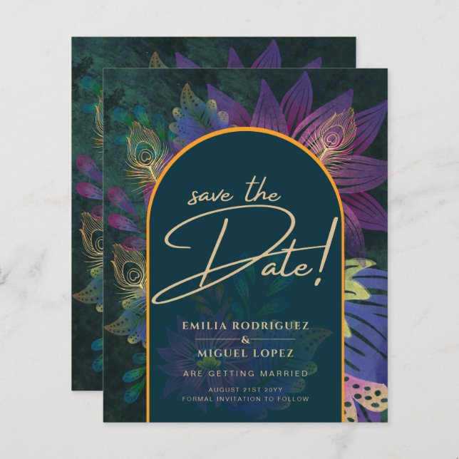 Joyau Peacock Tones Vert Bleu Mariage (Devant / Derrière)