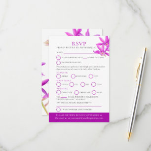 Joyau violet orchidée d'aquarelle mariage RSVP car