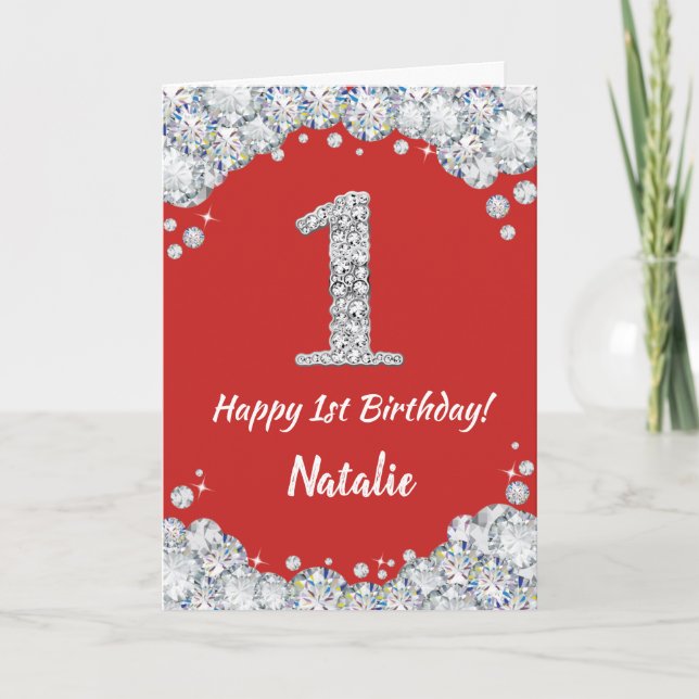 Joyeuse 1er anniversaire Carte Parties scintillant (Devant)