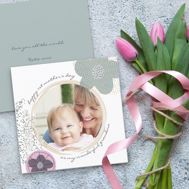 Joyeuse 1ère Fête des mères Grand-mère Photo Fleur (Créateur téléchargé)