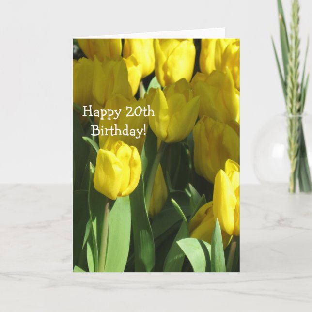 Joyeuse 20e anniversaire Yellow tulip carte de voe (Devant)